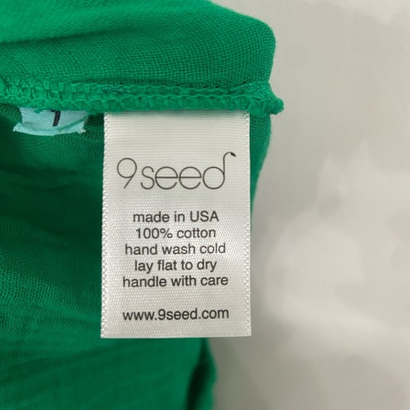 9 Seed Wide-Leg Cotton Gauze Pants Green Size Small - Picture 5 of 7